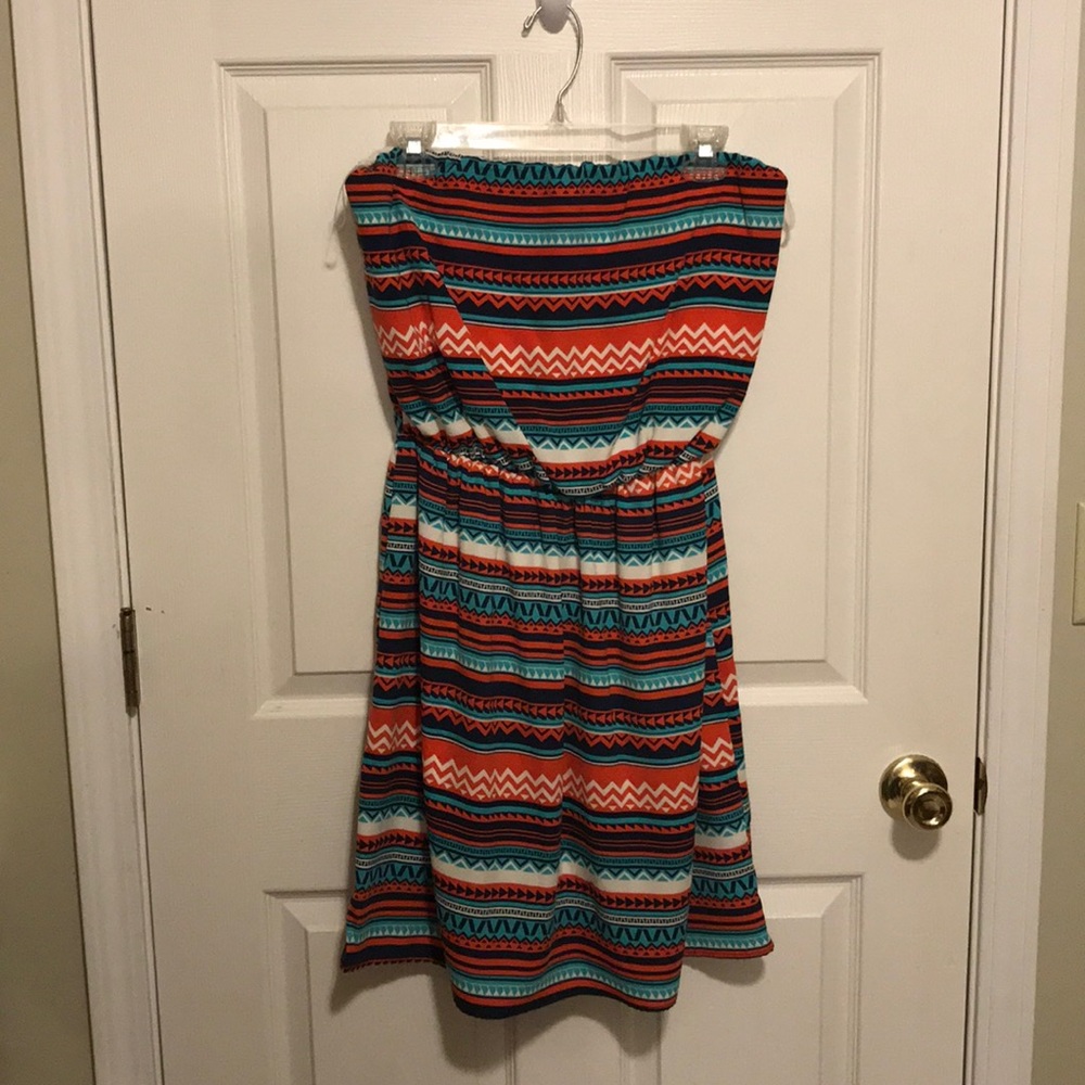 Tribal print strapless dress